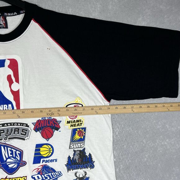 Vintage NBA All Teams T-Shirt Men’s 2XL Black/ White ALLSTARS Double Sided Tee - Picture 4 of 12